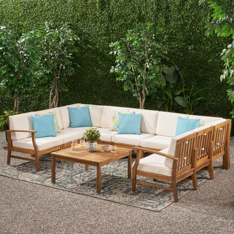Caernarfon Acacia 7 - Person Patio Conversation Sets with Cushions
